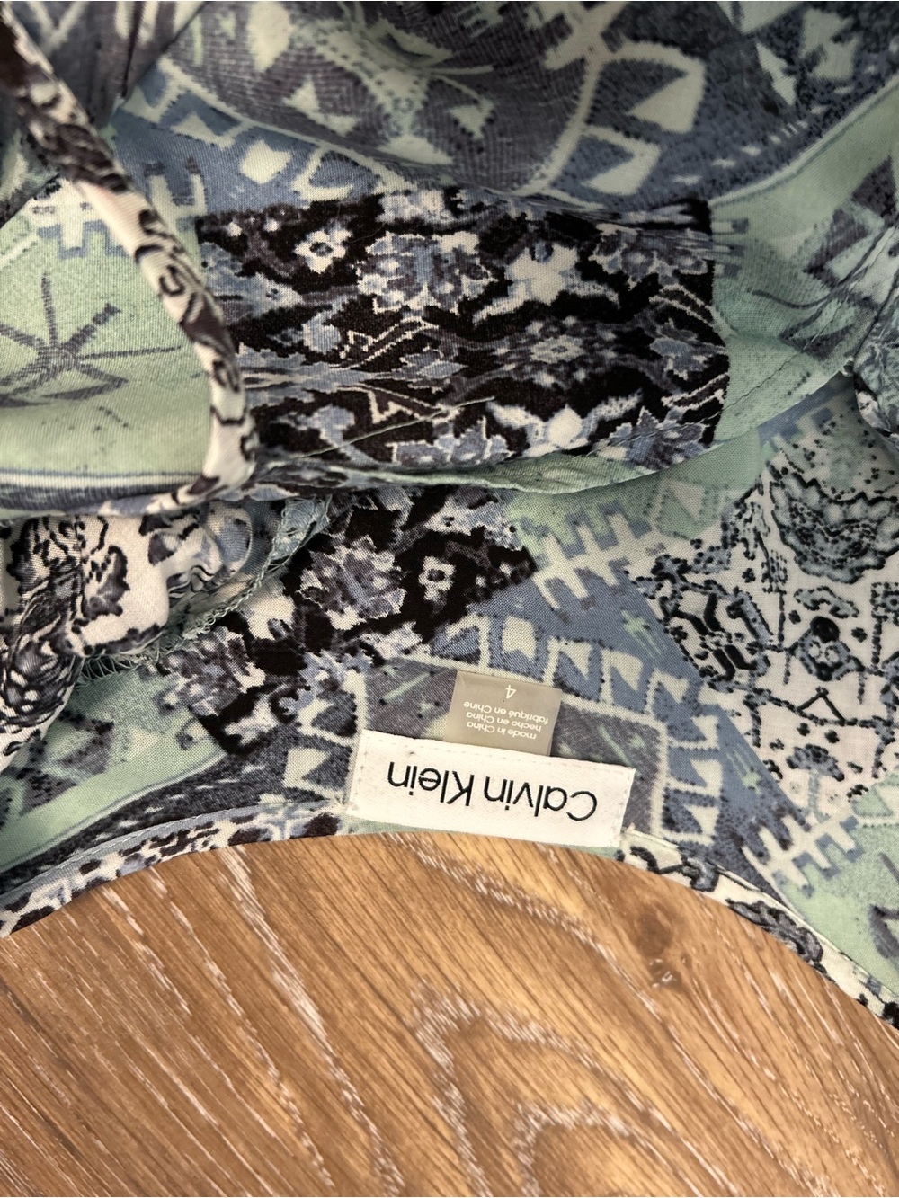 Calvin Klein Floral Patchwork Long Sleeve Dress size 4 Blue/Black - Picture 8 of 10